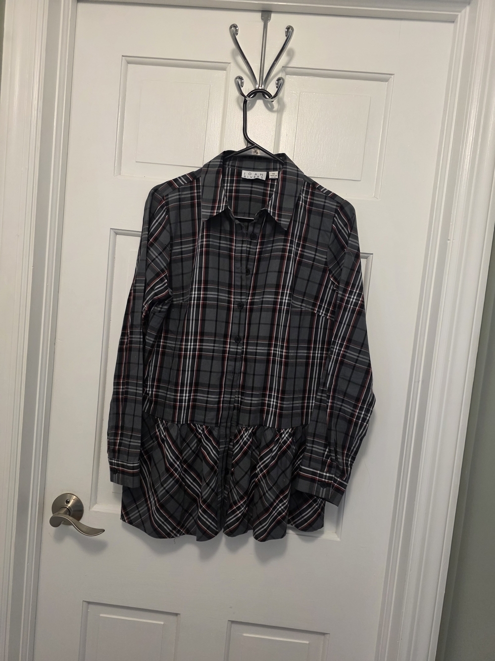 Joan Rivers Plaid Button Front Top Size XS, Casual